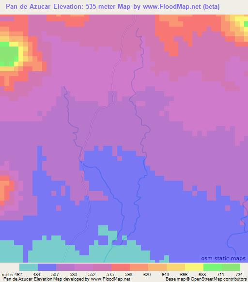 Pan de Azucar,Dominican Republic Elevation Map