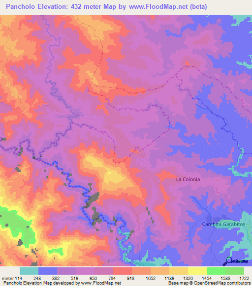 Pancholo,Dominican Republic Elevation Map