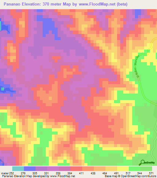 Pananao,Dominican Republic Elevation Map