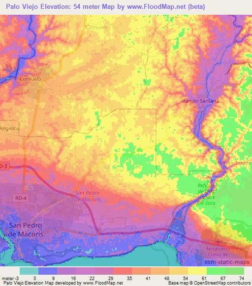 Palo Viejo,Dominican Republic Elevation Map