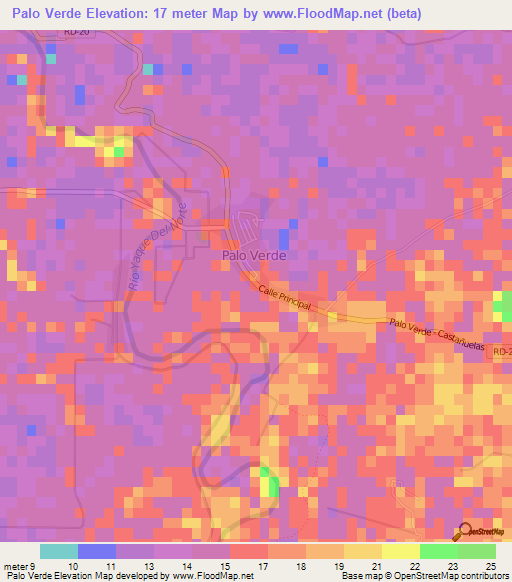 Palo Verde,Dominican Republic Elevation Map