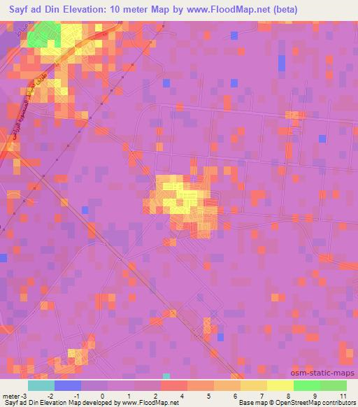 Sayf ad Din,Egypt Elevation Map