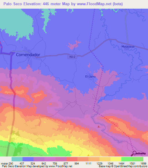 Palo Seco,Dominican Republic Elevation Map