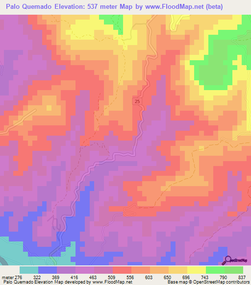 Palo Quemado,Dominican Republic Elevation Map