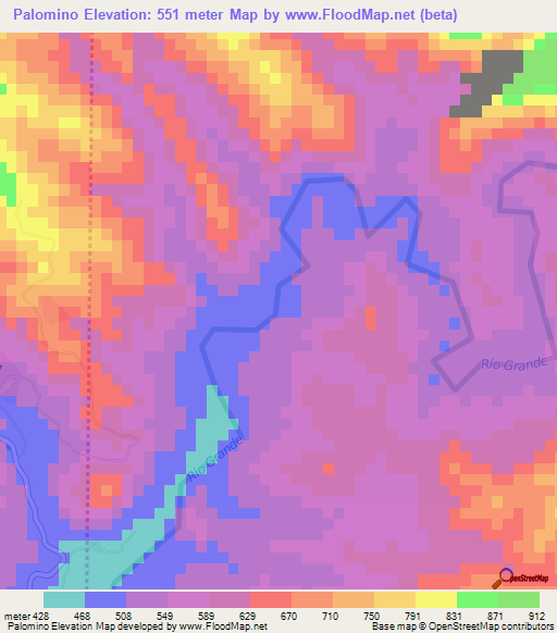 Palomino,Dominican Republic Elevation Map