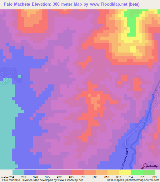 Palo Machete,Dominican Republic Elevation Map