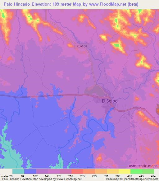 Palo Hincado,Dominican Republic Elevation Map