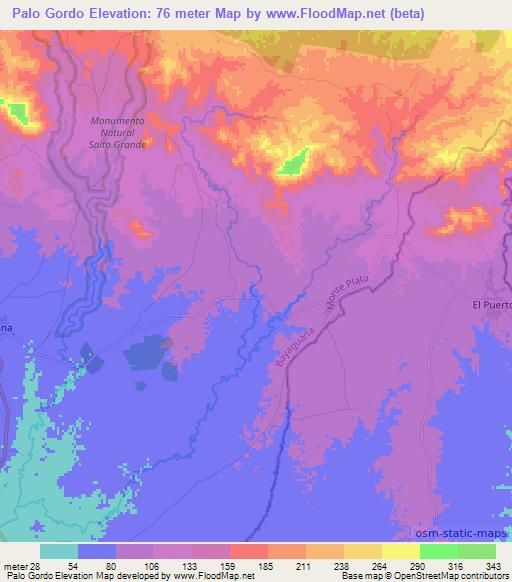 Palo Gordo,Dominican Republic Elevation Map