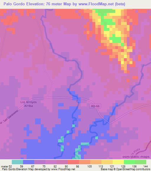 Palo Gordo,Dominican Republic Elevation Map