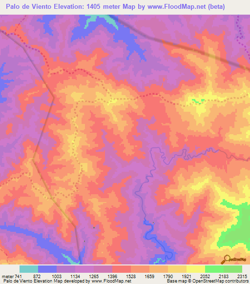 Palo de Viento,Dominican Republic Elevation Map