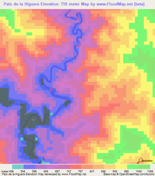 Palo de la Higuera,Dominican Republic Elevation Map