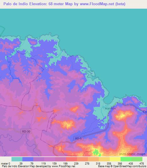 Palo de Indio,Dominican Republic Elevation Map