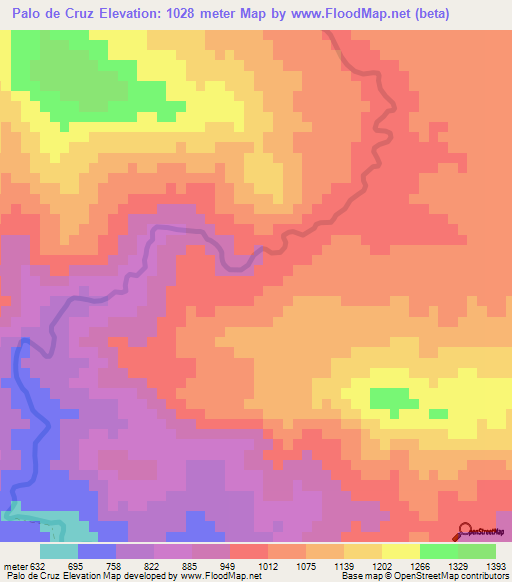 Palo de Cruz,Dominican Republic Elevation Map