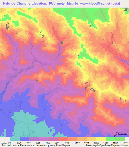 Palo de Chanche,Dominican Republic Elevation Map