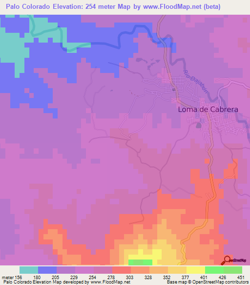 Palo Colorado,Dominican Republic Elevation Map