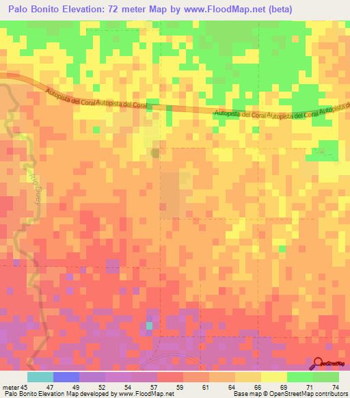 Palo Bonito,Dominican Republic Elevation Map