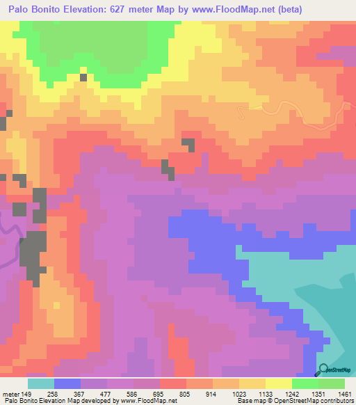 Palo Bonito,Dominican Republic Elevation Map