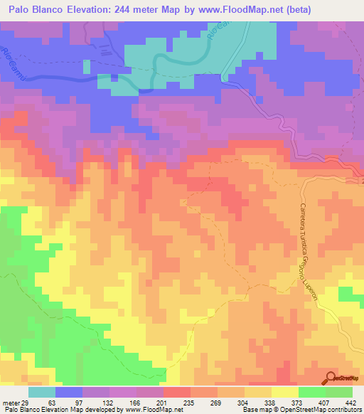 Palo Blanco,Dominican Republic Elevation Map