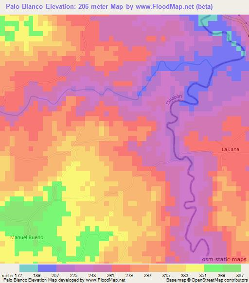 Palo Blanco,Dominican Republic Elevation Map