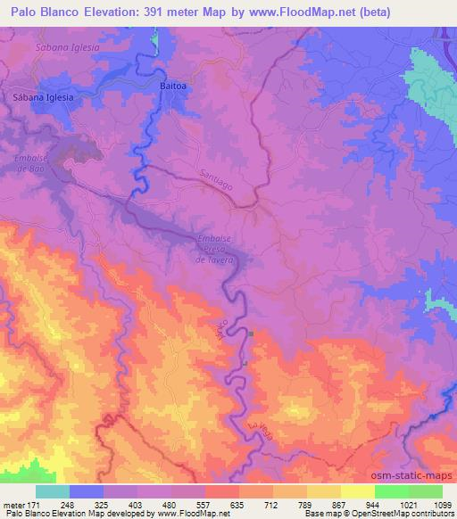 Palo Blanco,Dominican Republic Elevation Map