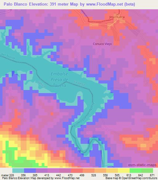 Palo Blanco,Dominican Republic Elevation Map