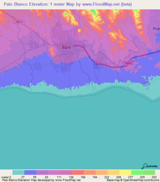 Palo Blanco,Dominican Republic Elevation Map