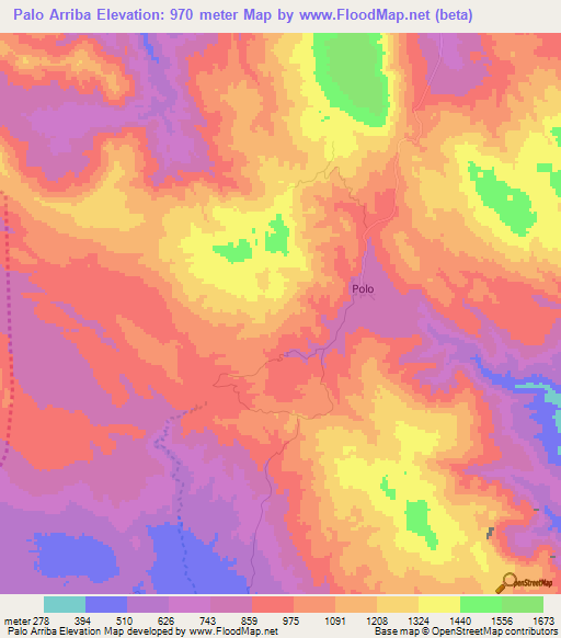 Palo Arriba,Dominican Republic Elevation Map