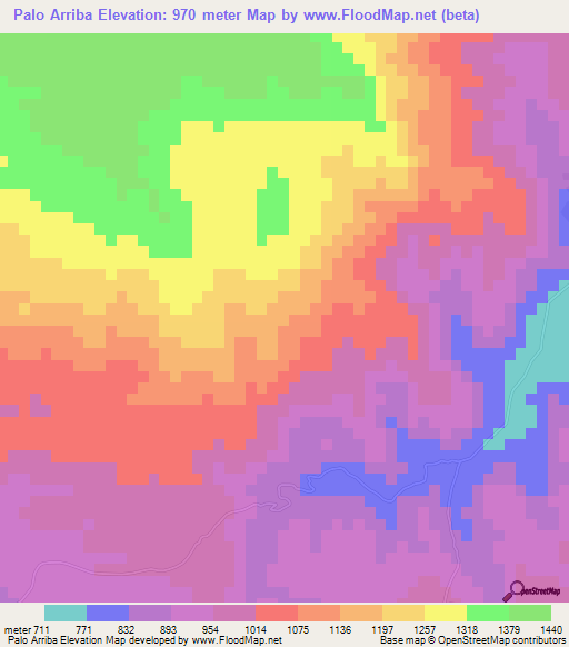 Palo Arriba,Dominican Republic Elevation Map