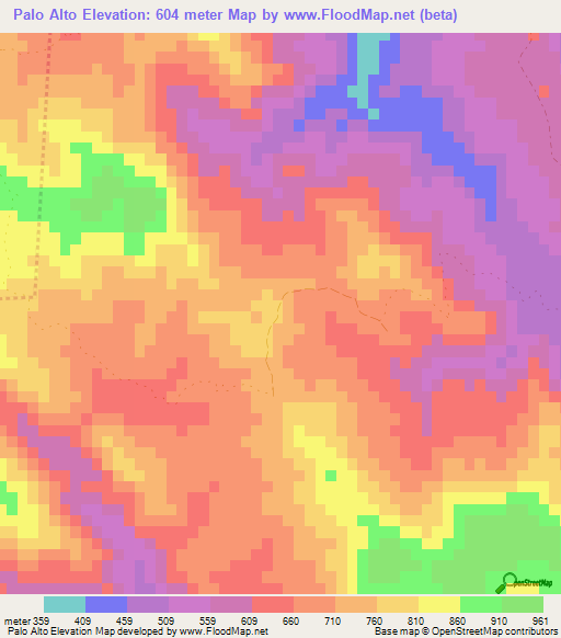 Palo Alto,Dominican Republic Elevation Map