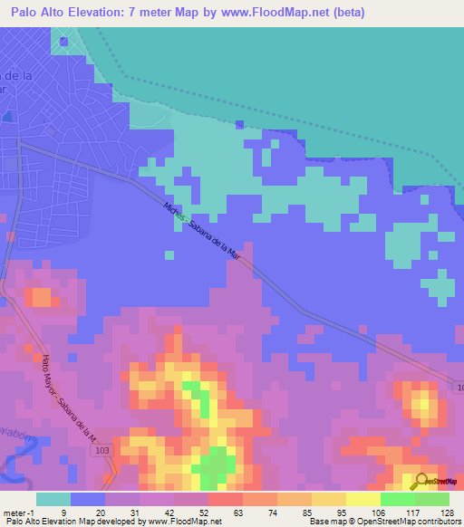 Palo Alto,Dominican Republic Elevation Map