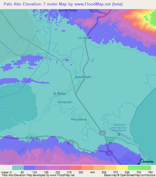 Palo Alto,Dominican Republic Elevation Map