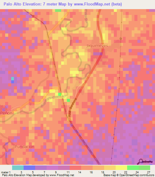 Palo Alto,Dominican Republic Elevation Map