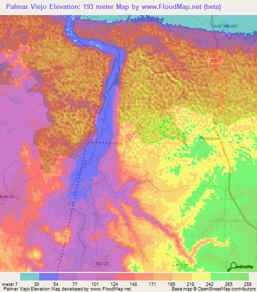 Palmar Viejo,Dominican Republic Elevation Map