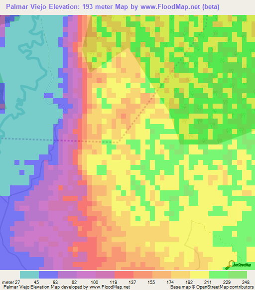 Palmar Viejo,Dominican Republic Elevation Map