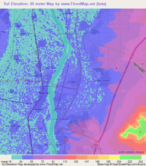 Sul,Egypt Elevation Map