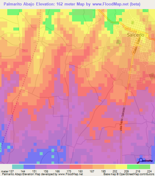 Palmarito Abajo,Dominican Republic Elevation Map