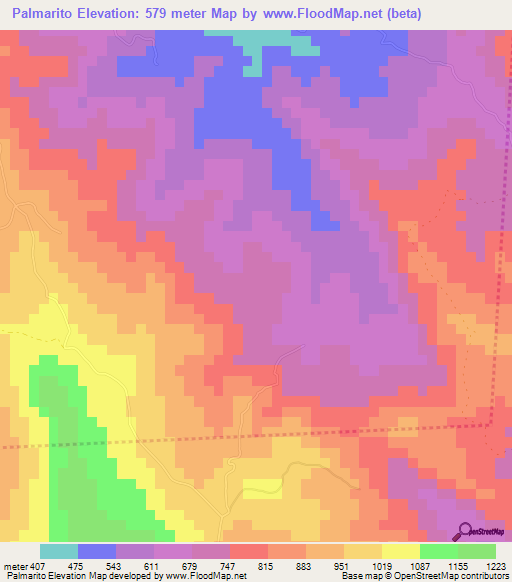 Palmarito,Dominican Republic Elevation Map