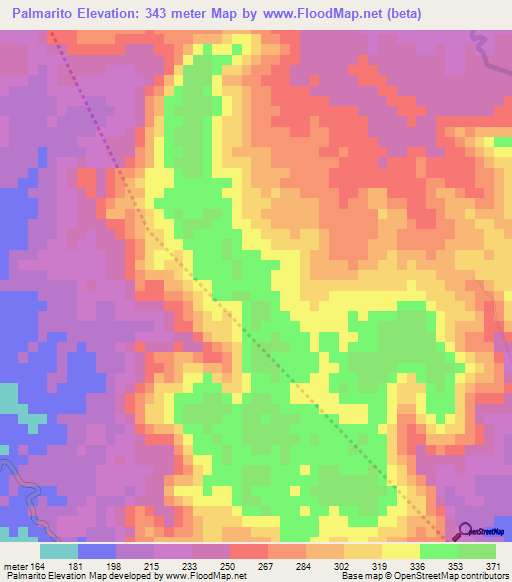 Palmarito,Dominican Republic Elevation Map