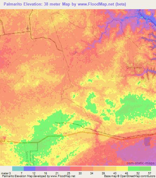 Palmarito,Dominican Republic Elevation Map