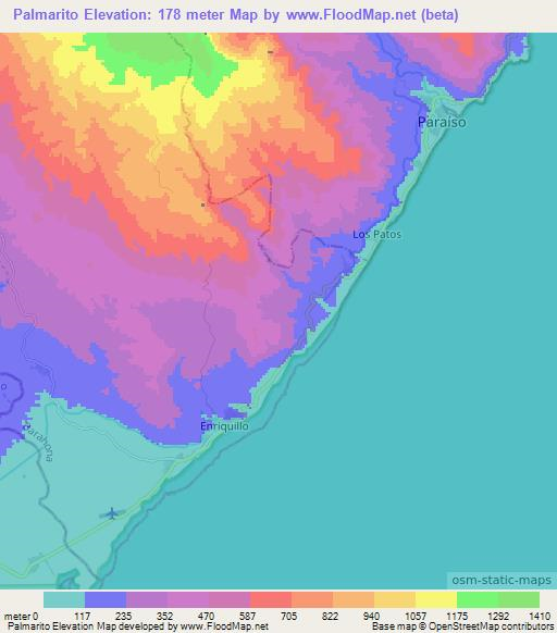 Palmarito,Dominican Republic Elevation Map