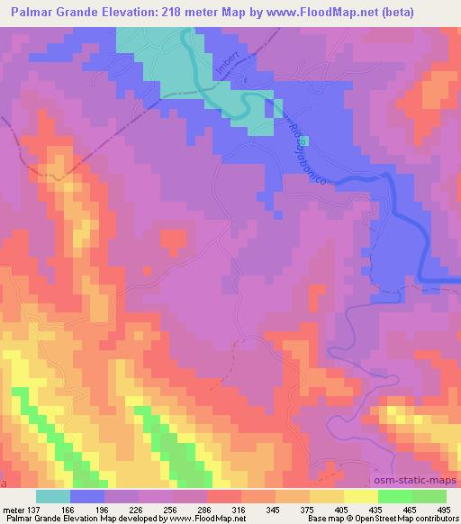 Palmar Grande,Dominican Republic Elevation Map