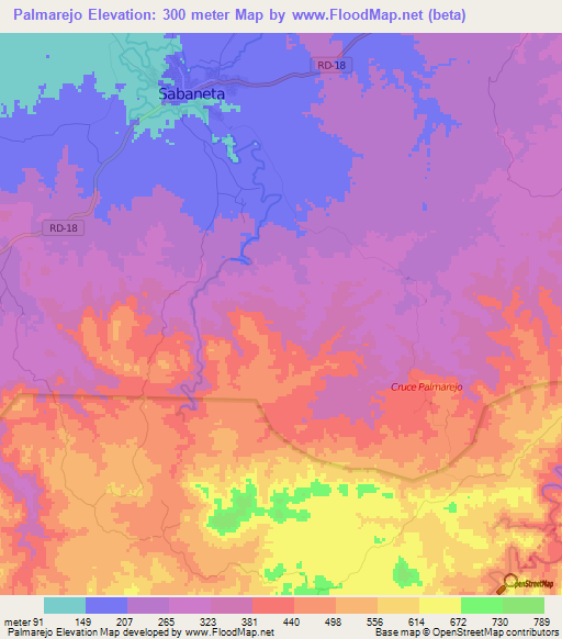 Palmarejo,Dominican Republic Elevation Map