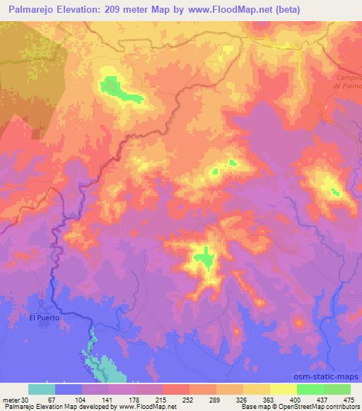 Palmarejo,Dominican Republic Elevation Map