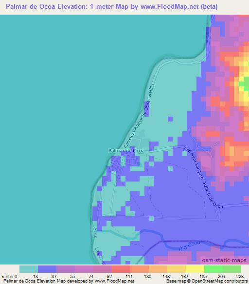 Palmar de Ocoa,Dominican Republic Elevation Map