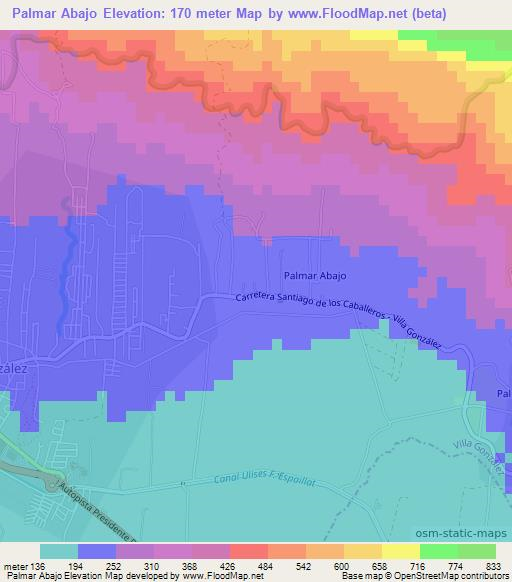 Palmar Abajo,Dominican Republic Elevation Map