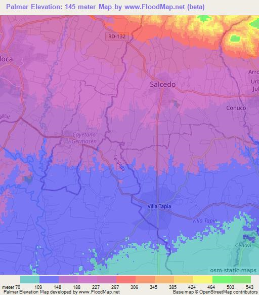 Palmar,Dominican Republic Elevation Map