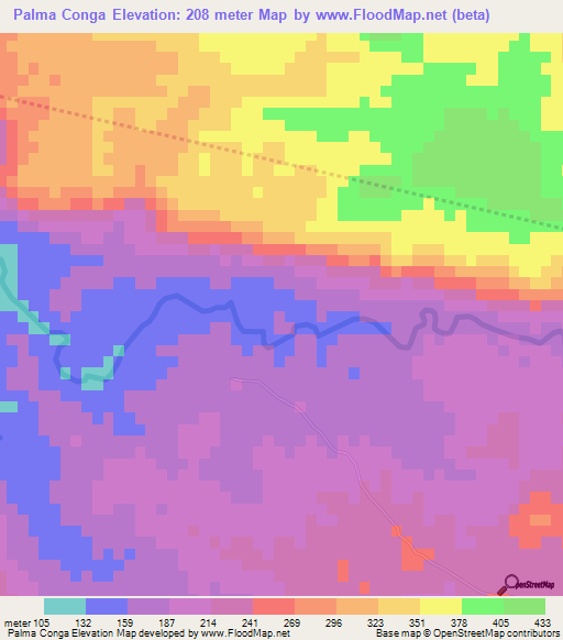 Palma Conga,Dominican Republic Elevation Map