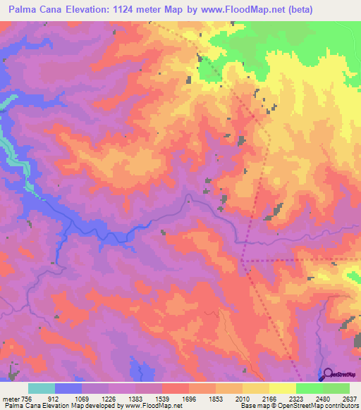 Palma Cana,Dominican Republic Elevation Map