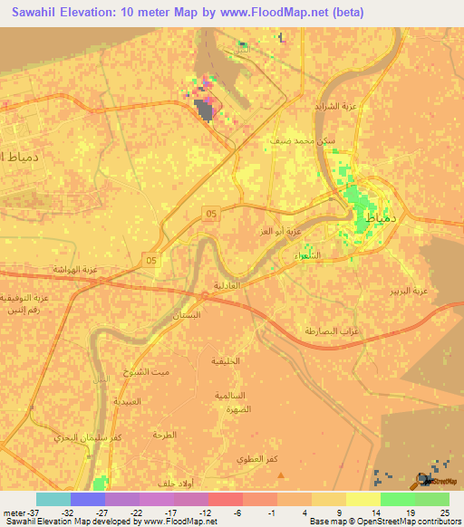 Sawahil,Egypt Elevation Map