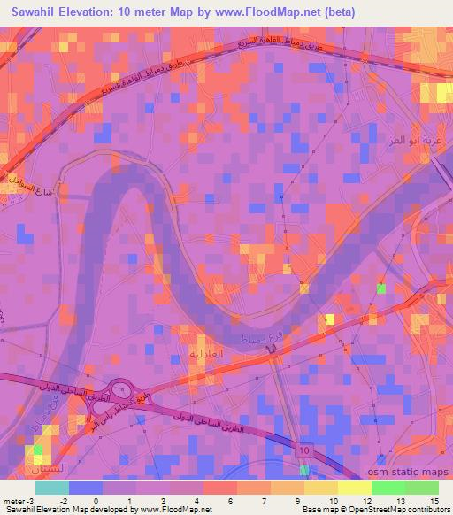 Sawahil,Egypt Elevation Map